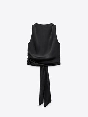 Zara Open Back Satin Effect Top